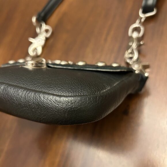 Harley-Davidson Black Leather Studded Crossbody Bag USA Made Small - Picture 15 of 16